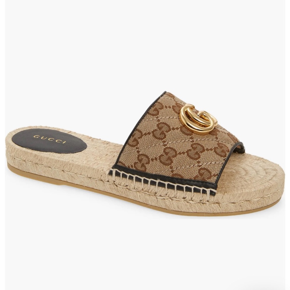 Gucci Original GG Canvas Espadrille Slide Sandal
